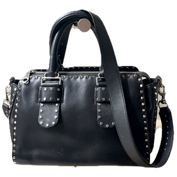 Rebecca Minkoff Midnighter Medium Leather Satchel, Black - Picture 1 of 16